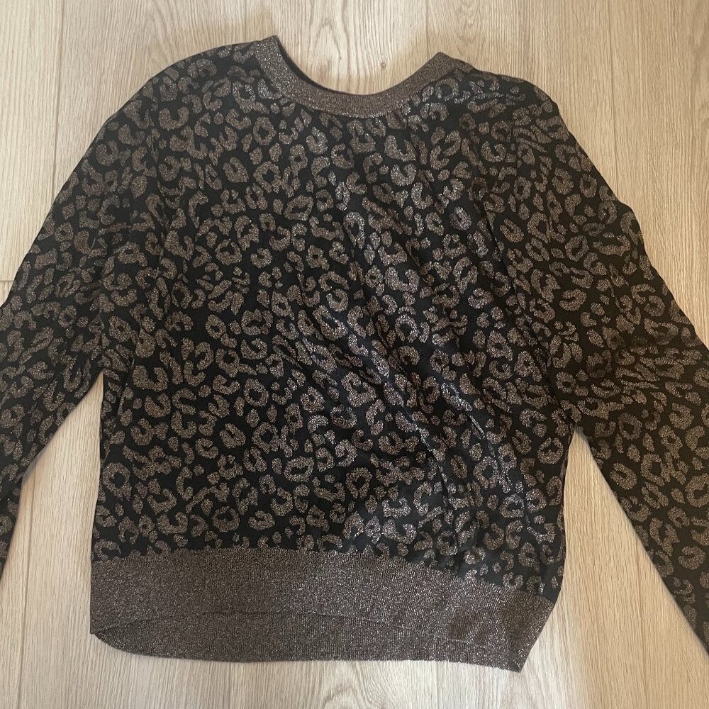 Banana Republic Size L Sparkle Holiday Sweater - Animal Print